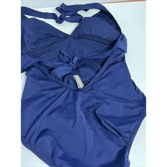 Tommy Bahama One Piece Swimsuit Size 8 Open Back Blue - Picture 3 of 8